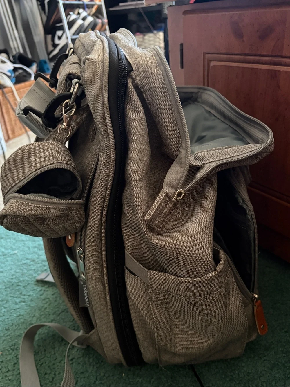 KABAQOO Gray Diaper Bag Backpack with Detachable Changing Table – Used Once